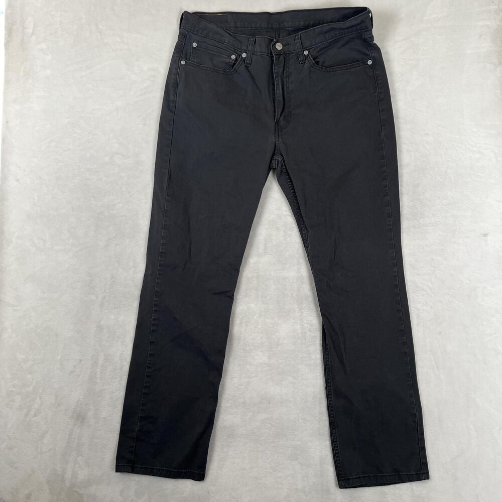 Levi's 514 Jeans Mens 36x32 Gray Regular Straight Stretch Denim Dark Wash Pants